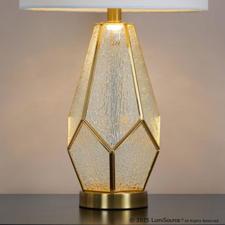 LumiSource Geo Rain Glass Table Lamp Set in Gold