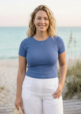 Short Sleeve Waist Length Top