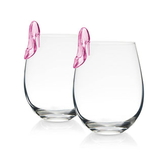 Godinger - Runway Set of 2 Stemless Heel Glasses - Blush