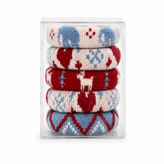Winter Fair Isle Elastic Hair Tie, 5-Piece Set