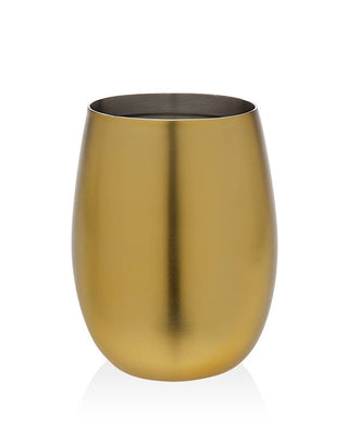 Godinger - Double-Wall Stainless SteelBrushed Brass Stemless Wine Glass