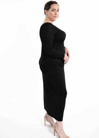 Long Sleeve Maxi Dress: Black