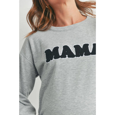 Crewneck Maternity Sweatshirt with Mama Patch