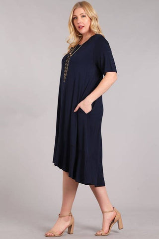 Plus Knit Solid Jersey Ruffled Maxi Dress
