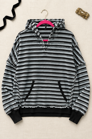 STRIPED HOODIE - BLUE