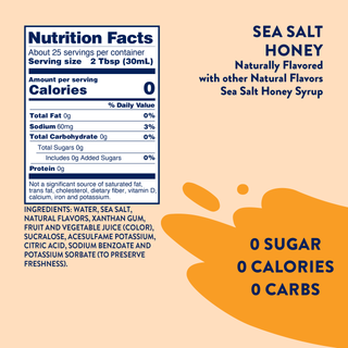 Jordan's Skinny Mixes sea salt honey syrup nutrition facts and ingredients panel