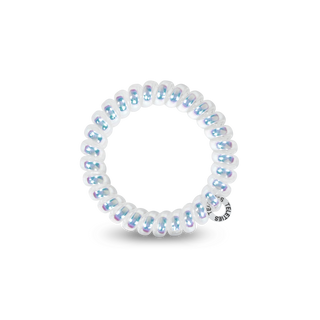 TELETIES large iridescent spiral hair tie circle with small printed center