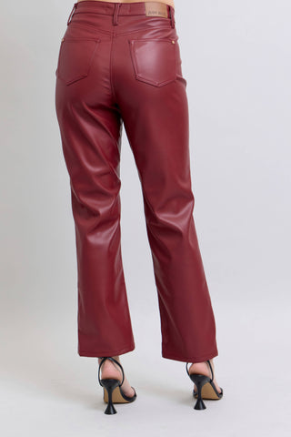 Judy Blue Jeans - Faux Leather Tummy Control High Waisted Straight