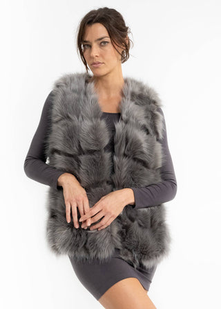 Posh Faux Fur Vest: Light Grey