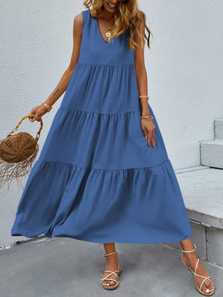 Tiered V-Neck Sleeveless Dress