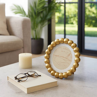 Sagebrook Home - Photo Frame - Gold Glass Elegant Matted Beaded, 6x6 in.
