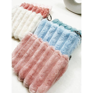 Embossed Faux Fur Coin Purse with Key Ring