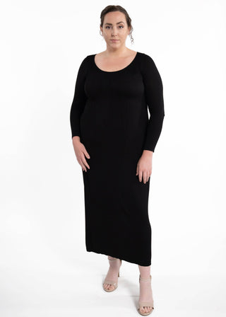 Long Sleeve Maxi Dress: Black