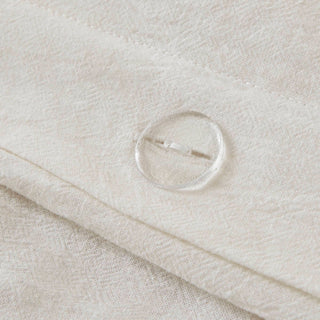 Olliix - Refined Embroidered Linen Blend Duvet Cover Set, White/Gold