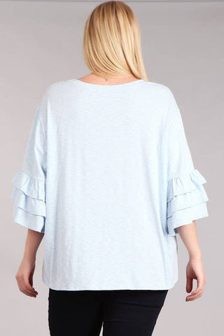 Plus Size Ruffle Sleeve Top