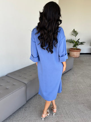 V Neck Collared Signature Dress