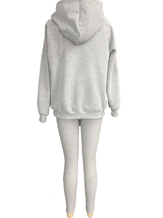 Buttoned Hoodie and Tank and Leggings Set: GREY