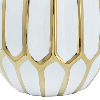 Sagebrook Home - Decorative Vase - White/Gold Ceramic Bud Abstract Modern,8in