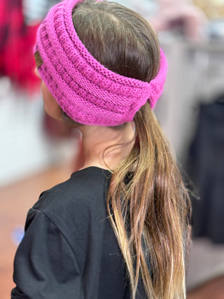 C.C. Ponytail Headband Solid Ribbed beanie