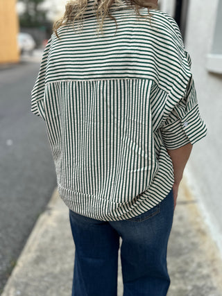 Textured Stripe Green Top