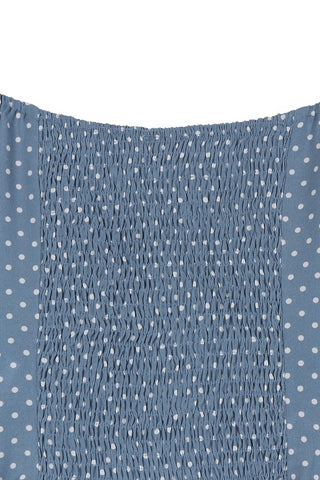 Ruched polka dot crop top with puff sleeves - JustBelieve.Boutique