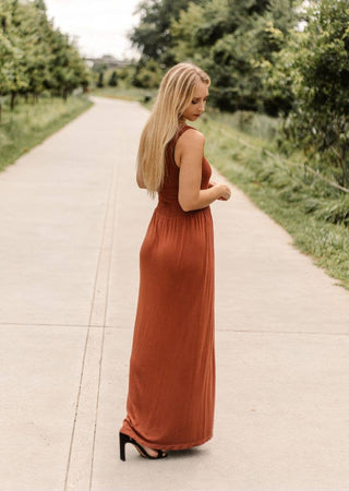 Sleeveless Maxi Dress: Berry