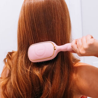 TELETIES bubblegum pink boar bristle hair brush styling long auburn hair
