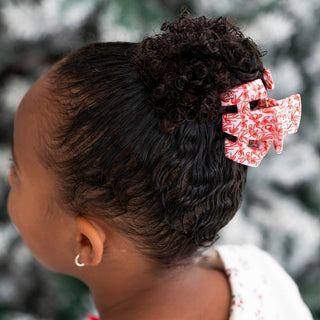 Small-Medium All Tied Up TELETIES claw clip worn in curly hair