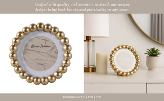 Sagebrook Home - Photo Frame - Gold Glass Elegant Matted Beaded, 6x6 in.