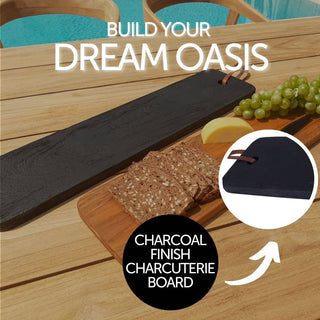 Nordic Teak - Nordic Style Teak Charcoal Charcuterie/Cutting Board 24"