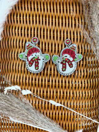 Beaded Snowman Earrings