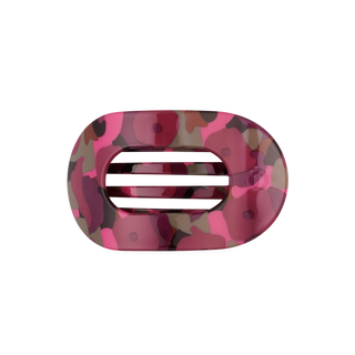 Teleties medium flat round hair clip in Garden Glam print, front view