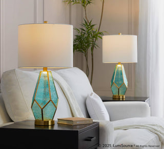 LumiSource Geo Rain Glass Table Lamp Set in Gold