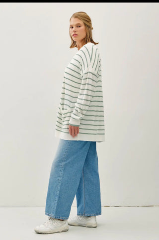 SAGE STRIPED CARDIGAN