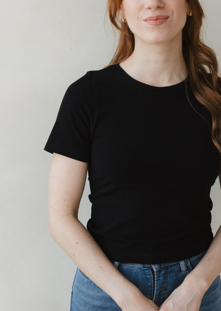 ELIETIAN - Short Sleeve Waist Length Top