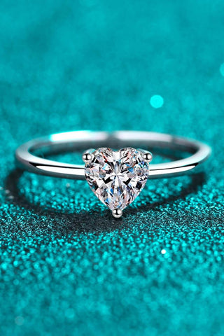 925 Sterling Silver Heart-Shaped Moissanite Solitaire Ring - Just Believe Boutique