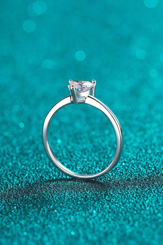 925 Sterling Silver Heart-Shaped Moissanite Solitaire Ring - Just Believe Boutique