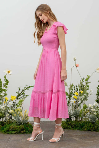 SCOOP RUFFLE MAXI DRESS: PINK