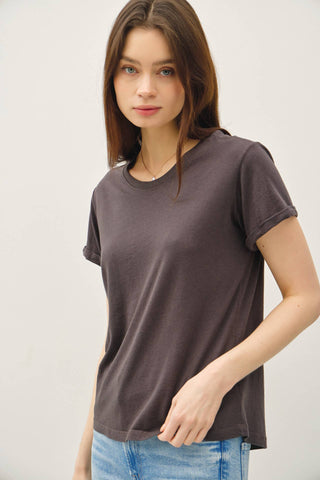 BOXY CUT TEE W/ ROLL SLEEVE