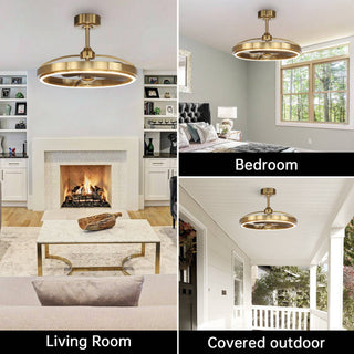 Brio Lighting - Ceiling Fan Modern LED BreezeLite 27" Copper Mount Caged