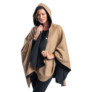 RainCaper - WarmCaper - Warm Camel & Black Reversible Rain Cape