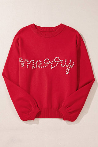 Red Merry Pearl Sweater