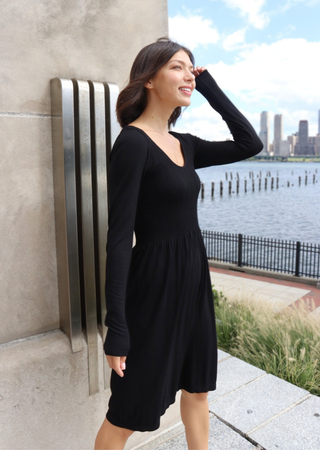 ELIETIAN - Knee Length Long Sleeve Dress