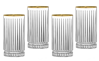 Godinger - Set of Four Avenue Highball with Gold Rim