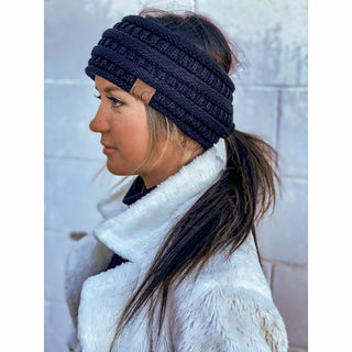 C.C. Ponytail Headband Solid Ribbed beanie