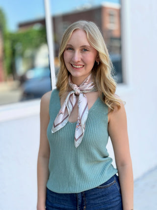 Equestrian Horse Print Satin Square Scarf - Classic Preppy