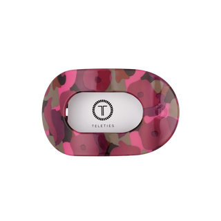 Teleties medium flat round hair clip in Garden Glam print, front view