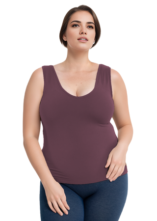 Built-In-Bra Tank - Curvy Fit: Wine