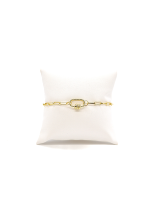 The Charm Bar Company - Gold Ashley (Box) Paperclip Chain Charm Bracelet with Small Bella Carabiner