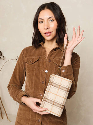 Riley Plaid 3 Compartment Crossbody/Wristlet